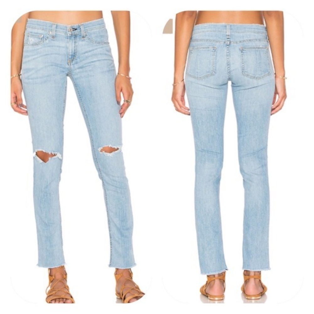 Rag & Bone blue skinny ripped jeans